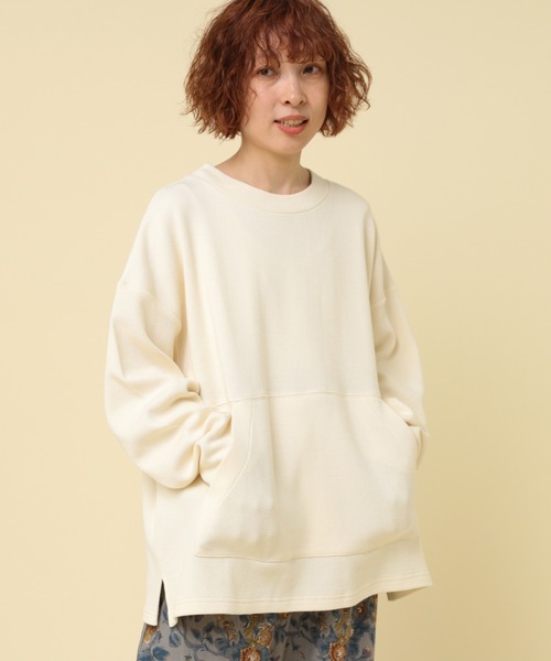 RNA-N(アールエヌエーエヌ)の「M2382 ワッフルポケットデザインプルオーバー(Tシャツ/カットソー・レディース・ブラック/キナリ/イエロー・FREE)」の9枚目の写真