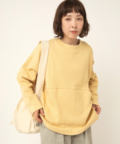 RNA-N(アールエヌエーエヌ)の「M2382 ワッフルポケットデザインプルオーバー(Tシャツ/カットソー・レディース・ブラック/キナリ/イエロー・FREE)」の10枚目の写真