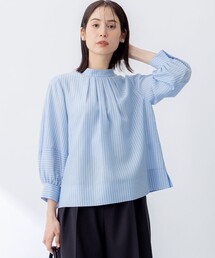 ハイネック」に該当するシャツ/ブラウス（ストライプ柄