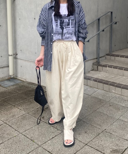【新着】コットンとシルクのバレルパンツ セール】コットンワイドワークパンツ(kiharu select) / シェフ