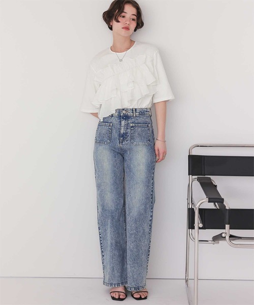 titivate（ティティベイト）の「フロントポケットスリムフレアデニムパンツ（デニムパンツ・レディース・グレー/ブルー・XL/L/M/S/SP）」の11枚目の写真