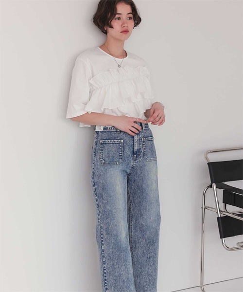 titivate（ティティベイト）の「フロントポケットスリムフレアデニムパンツ（デニムパンツ・レディース・グレー/ブルー・XL/L/M/S/SP）」の16枚目の写真