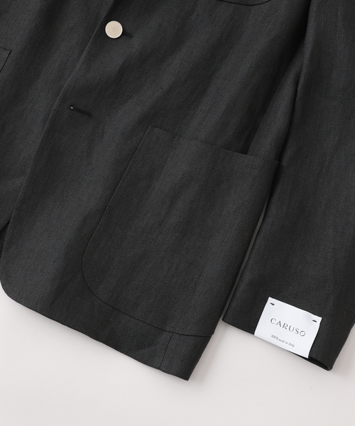 Caruso(カルーゾ)の「CARUSO (カルーゾ) ZERO JKT LINO(テーラードジャケット・メンズ・ブラック・48/50)」の3枚目の写真