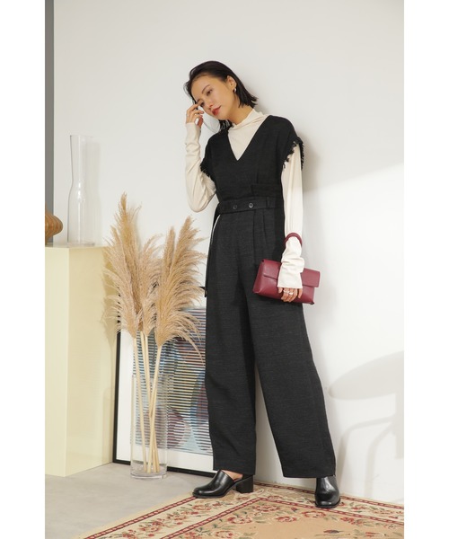 ROSE BUD（ローズバッド）の「オケージョンツイードコンビネゾン（つなぎ/オールインワン・レディース・ブラック/ネイビー・M/S）」の5枚目の写真