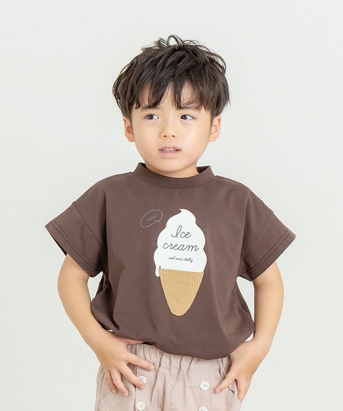 DILASH(ディラッシュ)の「アイスクリーム柄半袖Tシャツ(Tシャツ/カットソー・キッズ・ミント/ベージュ/ブラウン・130/120/110/100/90/80/140)」の2枚目の写真