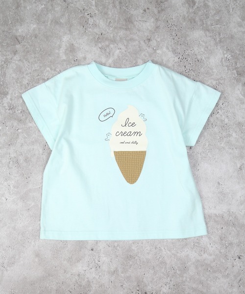 DILASH(ディラッシュ)の「アイスクリーム柄半袖Tシャツ(Tシャツ/カットソー・キッズ・ミント/ベージュ/ブラウン・130/120/110/100/90/80/140)」の1枚目の写真