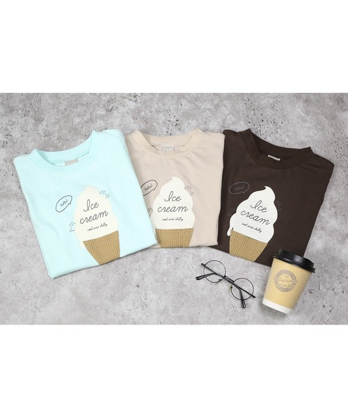 DILASH(ディラッシュ)の「アイスクリーム柄半袖Tシャツ(Tシャツ/カットソー・キッズ・ミント/ベージュ/ブラウン・130/120/110/100/90/80/140)」の7枚目の写真