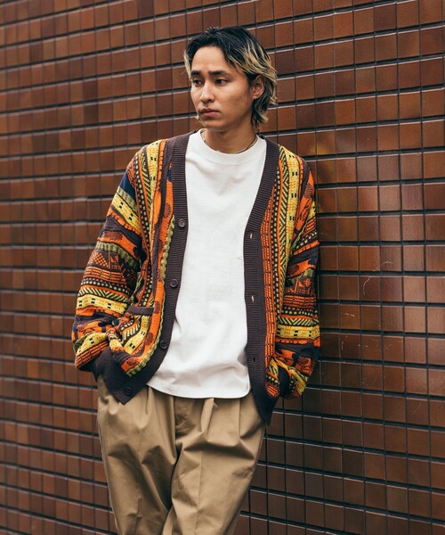 FREAK'S STORE(フリークスストア)の「ビックシルエット クージーニットカーディガン(カーディガン/ボレロ・メンズ・グリーン/イエロー・MEDIUM/LARGE)」の3枚目の写真