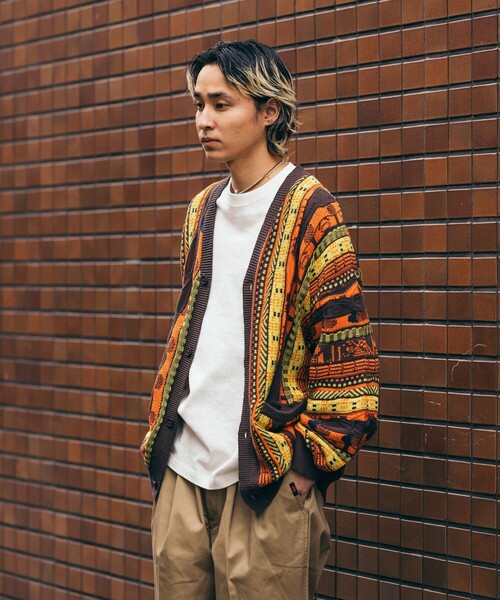 FREAK'S STORE(フリークスストア)の「ビックシルエット クージーニットカーディガン(カーディガン/ボレロ・メンズ・グリーン/イエロー・MEDIUM/LARGE)」の6枚目の写真