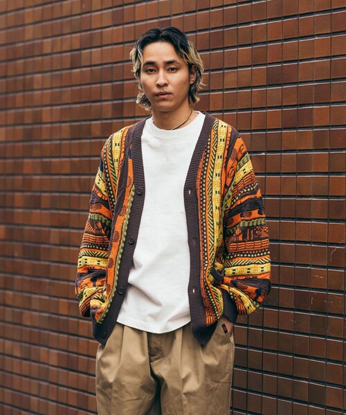 FREAK'S STORE(フリークスストア)の「ビックシルエット クージーニットカーディガン(カーディガン/ボレロ・メンズ・グリーン/イエロー・MEDIUM/LARGE)」の7枚目の写真