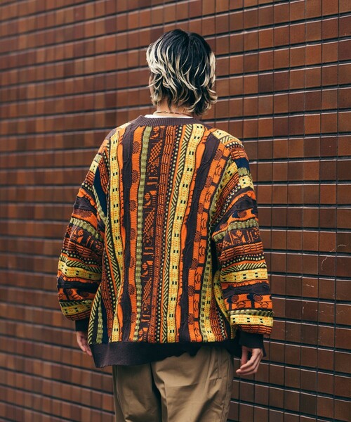 FREAK'S STORE(フリークスストア)の「ビックシルエット クージーニットカーディガン(カーディガン/ボレロ・メンズ・グリーン/イエロー・MEDIUM/LARGE)」の9枚目の写真