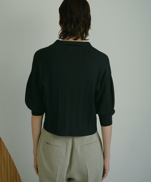 極美品 MANOF マノフ 24SS 完売品 スキッパーニットトップス　黒 極美品 MANOF マノフ 24SS 完売品 スキッパーニットトップス 黒