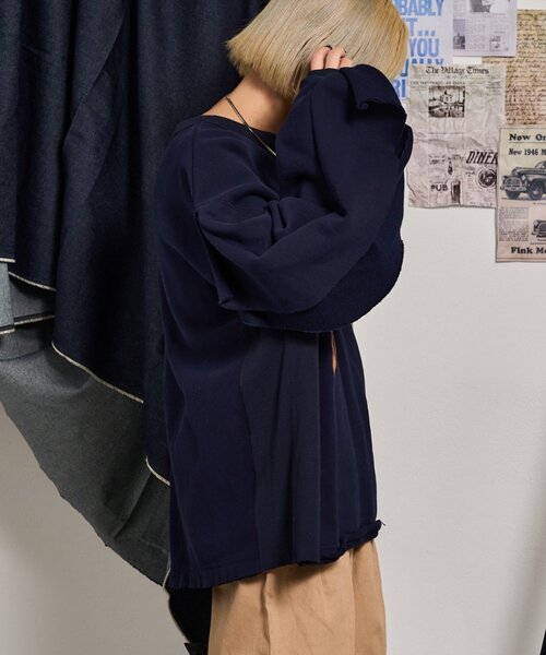 etsinta(エシンタ)の「【etsinta】リメイクフリルオーバースウェット(Tシャツ/カットソー・レディース・ライトグレー/グレー/ネイビー・ONE SIZE)」の9枚目の写真