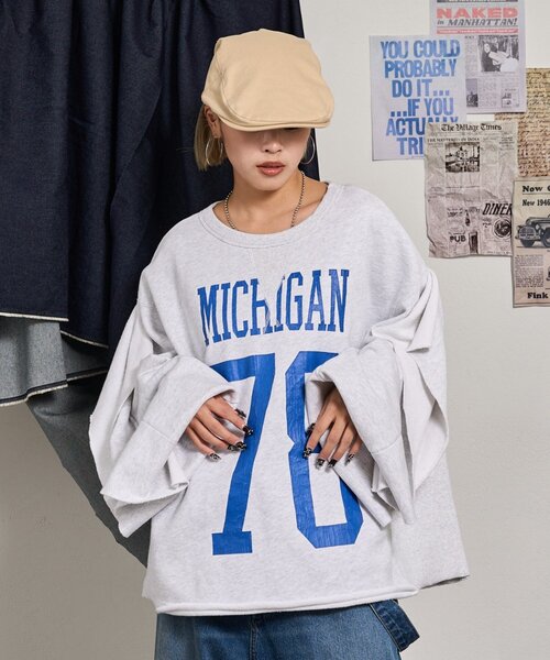 etsinta(エシンタ)の「【etsinta】リメイクフリルオーバースウェット(Tシャツ/カットソー・レディース・ライトグレー/グレー/ネイビー・ONE SIZE)」の18枚目の写真