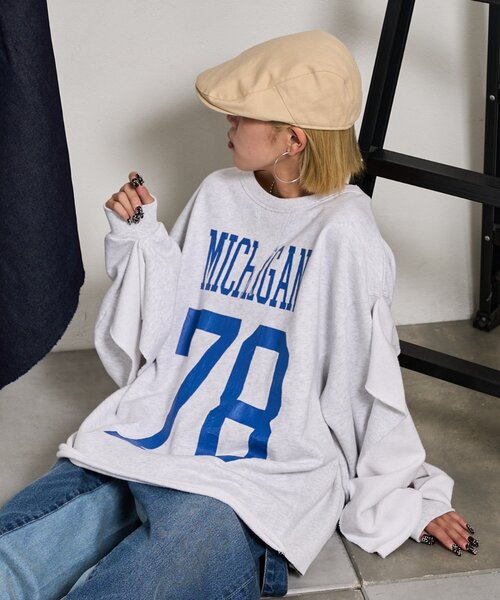 etsinta(エシンタ)の「【etsinta】リメイクフリルオーバースウェット(Tシャツ/カットソー・レディース・ライトグレー/グレー/ネイビー・ONE SIZE)」の20枚目の写真