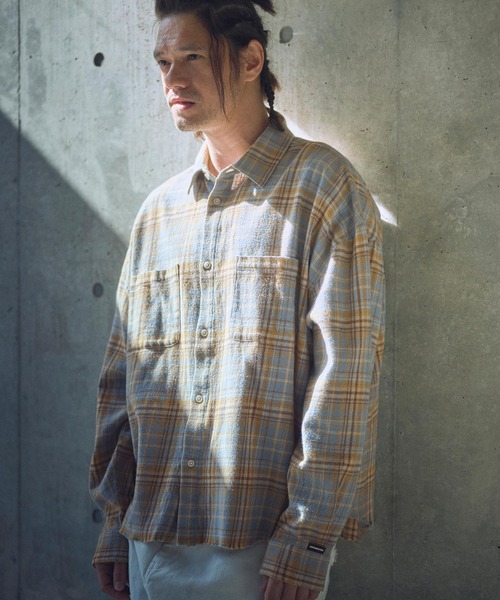 ADAM PATEK(アダムパテック)の「ADAMPATEK/check looose shirt(チェックルーズシャツ)/AP2515009(シャツ/ブラウス・レディース・オレンジ/ブルー・1/2)」の14枚目の写真