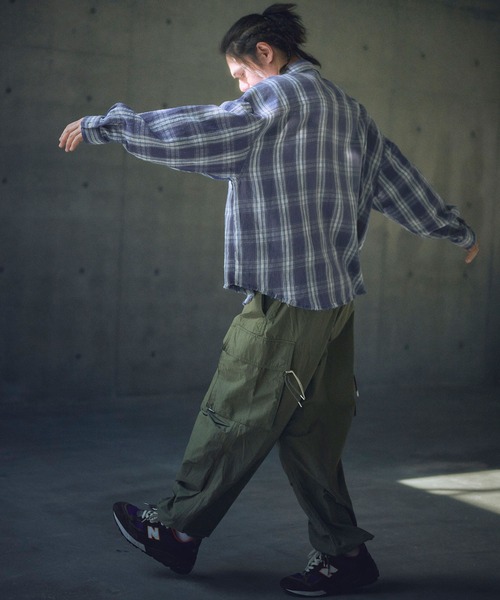 ADAM PATEK(アダムパテック)の「ADAMPATEK/check looose shirt(チェックルーズシャツ)/AP2515009(シャツ/ブラウス・レディース・オレンジ/ブルー・1/2)」の11枚目の写真