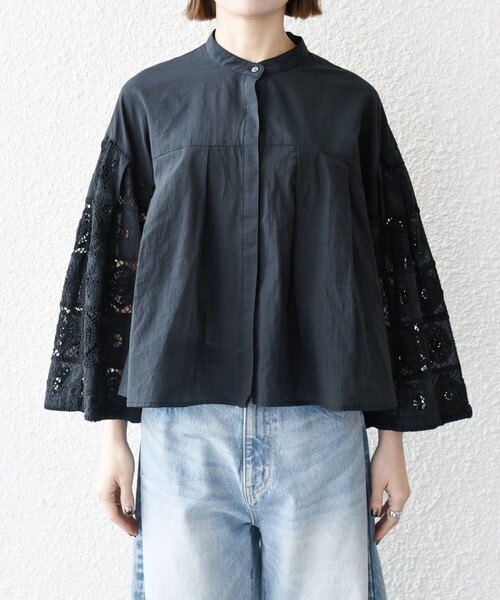 SHIPS any:〈手洗い可能〉パッチワーク レース スリーブ バンド