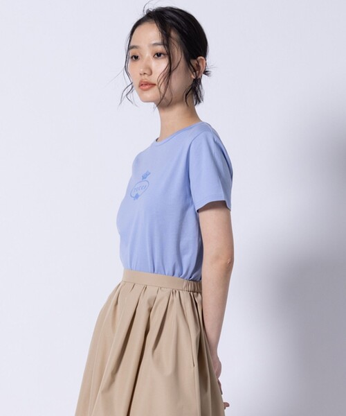 TOCCA（トッカ）の「HALLMARK FLOCKY LOGO TEE Tシャツ（Tシャツ/カットソー・レディース・アイボリー系/ブルー系/ベージュ系・SMALL/MEDIUM）」の3枚目の写真