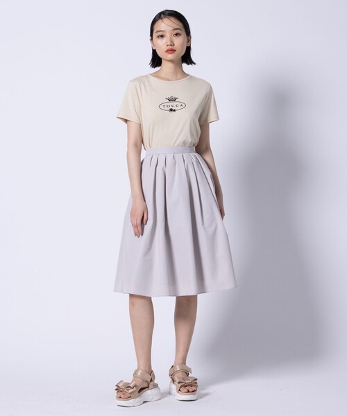 TOCCA（トッカ）の「HALLMARK FLOCKY LOGO TEE Tシャツ（Tシャツ/カットソー・レディース・アイボリー系/ブルー系/ベージュ系・SMALL/MEDIUM）」の4枚目の写真