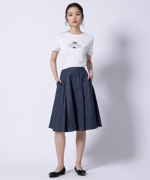 TOCCA（トッカ）の「HALLMARK FLOCKY LOGO TEE Tシャツ（Tシャツ/カットソー・レディース・アイボリー系/ブルー系/ベージュ系・SMALL/MEDIUM）」の8枚目の写真
