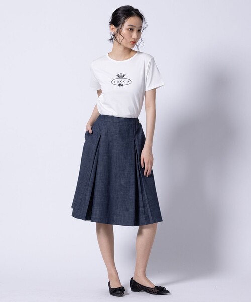 TOCCA（トッカ）の「HALLMARK FLOCKY LOGO TEE Tシャツ（Tシャツ/カットソー・レディース・アイボリー系/ブルー系/ベージュ系・SMALL/MEDIUM）」の9枚目の写真