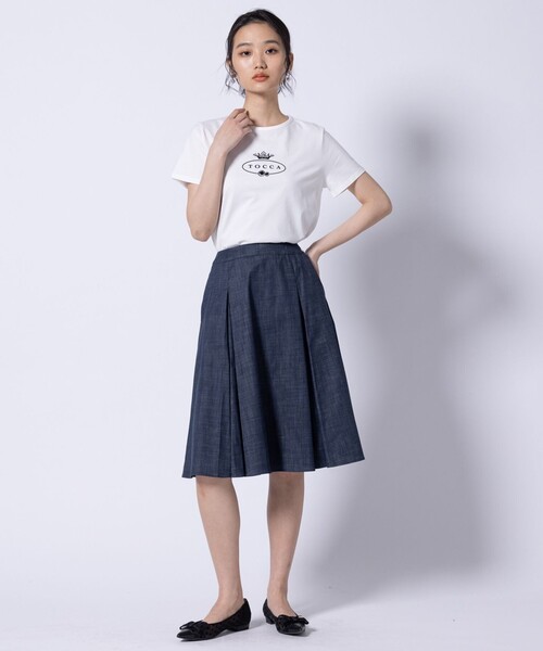 TOCCA（トッカ）の「HALLMARK FLOCKY LOGO TEE Tシャツ（Tシャツ/カットソー・レディース・アイボリー系/ブルー系/ベージュ系・SMALL/MEDIUM）」の10枚目の写真