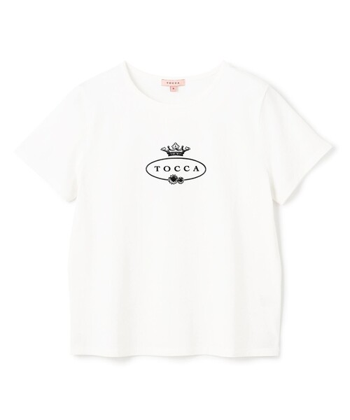 TOCCA（トッカ）の「HALLMARK FLOCKY LOGO TEE Tシャツ（Tシャツ/カットソー・レディース・アイボリー系/ブルー系/ベージュ系・SMALL/MEDIUM）」の17枚目の写真