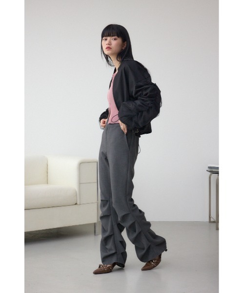 AZUL by moussy(アズールバイマウジー)の「チュールドッキングブルゾン 春服 秋服(ブルゾン・レディース・アイボリー/ブラック/グレー・FREE)」の6枚目の写真