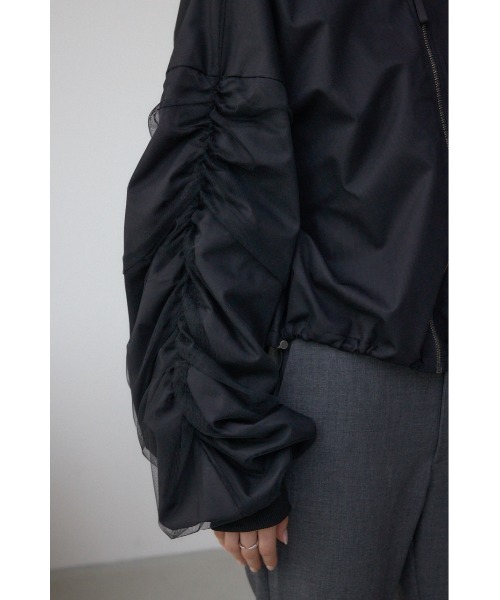 AZUL by moussy(アズールバイマウジー)の「チュールドッキングブルゾン 春服 秋服(ブルゾン・レディース・アイボリー/ブラック/グレー・FREE)」の11枚目の写真