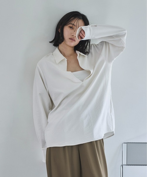 feepur(フェピュール)の「ピーチスキン2wayスキッパーシャツ(シャツ/ブラウス・レディース・アイボリー/ブラック・MEDIUM)」の14枚目の写真