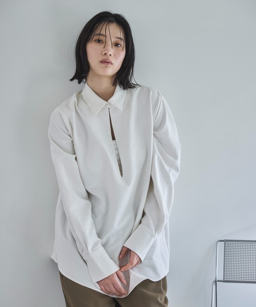 feepur(フェピュール)の「ピーチスキン2wayスキッパーシャツ(シャツ/ブラウス・レディース・アイボリー/ブラック・MEDIUM)」の15枚目の写真