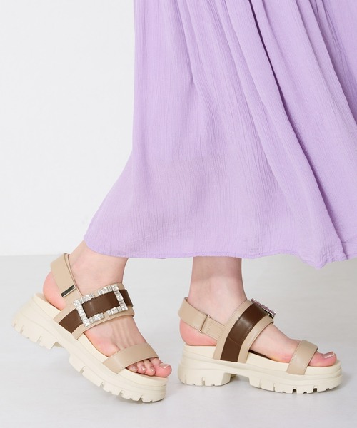 GUCCIビジュー付きピンクストラップサンダル GUCCIビジュー付きピンク