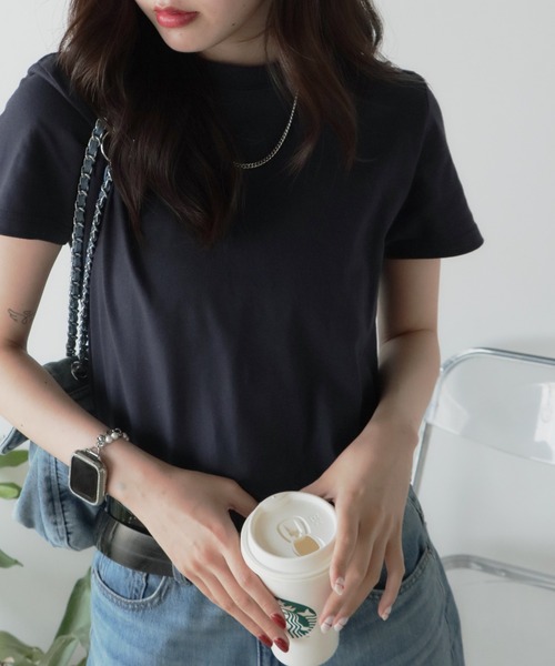 United Athle（ユナイテッドアスレ）の「【United Athle】ミディアムコットン 4.7オンス レギュラーフィット 半袖 カジュアルTシャツ レディース 2026年春夏（Tシャツ/カットソー・レディース・スミクロ/ネイビー/サンドベージュ/イエロー/ホワイト/ブラック/スモーキーグリーン系1/ライトブルー/アッシュ・XS/S/M/L/XL）」の8枚目の写真