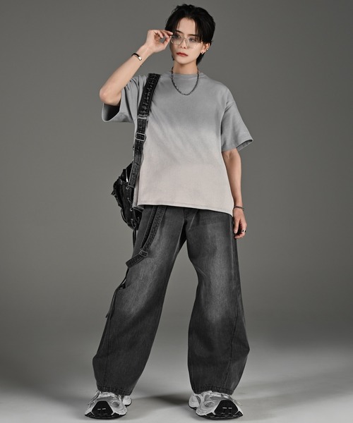 vintage design gradation relax fit T shirt（Tシャツ