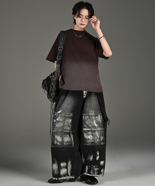 vintage design gradation relax fit T shirt（Tシャツ
