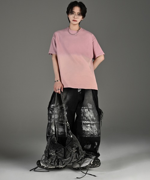 vintage design gradation relax fit T shirt（Tシャツ