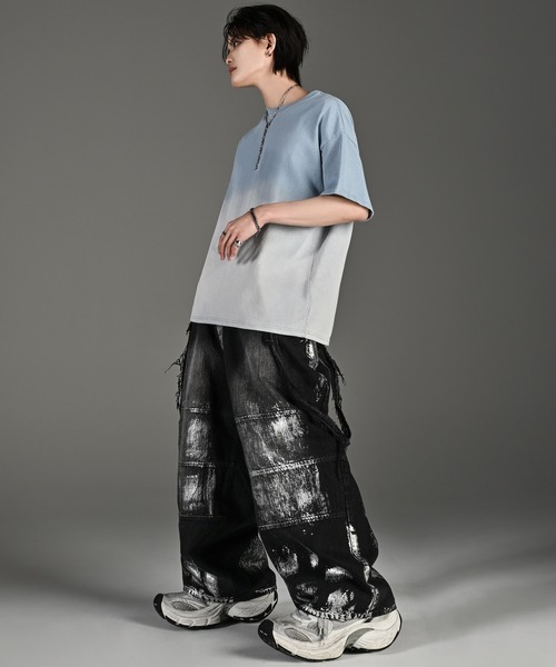 セール】vintage design gradation relax fit T shirt