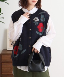 EMAGO 花の刺繍ジャガードベスト
