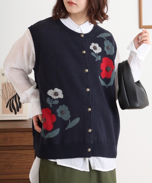 EMAGO 花の刺繍ジャガードベスト（ベスト）｜Emago（イマゴ）の