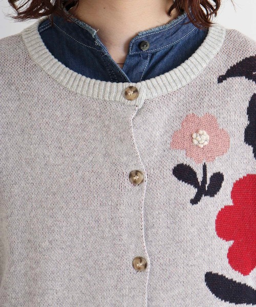 Emago(イマゴ)の「EMAGO 花の刺繍ジャガードベスト(ベスト・レディース・杢グレー/アイボリー/ネイビー・FREE)」の15枚目の写真