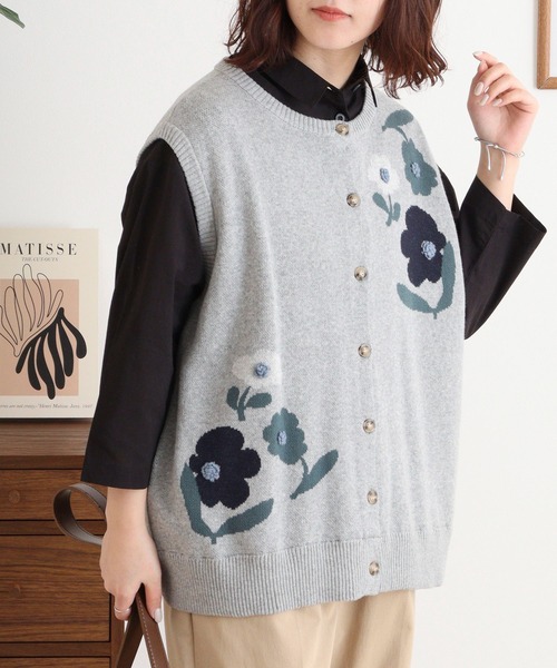 EMAGO 花の刺繍ジャガードベスト（ベスト）｜Emago（イマゴ）の