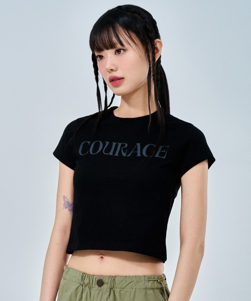 ACOVER（オコボ）の「A'GEM/9 × .kom 『ACOVER/オコボ』 Courage Lettering Short Sleeve T-Shirt/カレッジレタリング半袖Tシャツ（Tシャツ/カットソー・レディース・ホワイト/ライトグレー/ブルー/ブラック・FREE）」の12枚目の写真