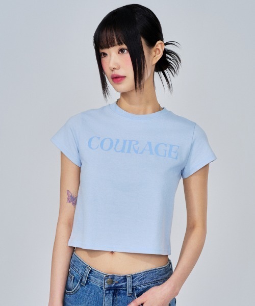 ACOVER（オコボ）の「A'GEM/9 × .kom 『ACOVER/オコボ』 Courage Lettering Short Sleeve T-Shirt/カレッジレタリング半袖Tシャツ（Tシャツ/カットソー・レディース・ホワイト/ライトグレー/ブルー/ブラック・FREE）」の19枚目の写真