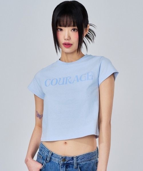 ACOVER（オコボ）の「A'GEM/9 × .kom 『ACOVER/オコボ』 Courage Lettering Short Sleeve T-Shirt/カレッジレタリング半袖Tシャツ（Tシャツ/カットソー・レディース・ホワイト/ライトグレー/ブルー/ブラック・FREE）」の20枚目の写真
