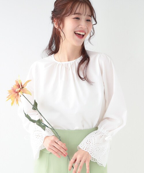 45R 前レースシャツブラウス 45R（フォーティファイブアール）の「インドカディのレース