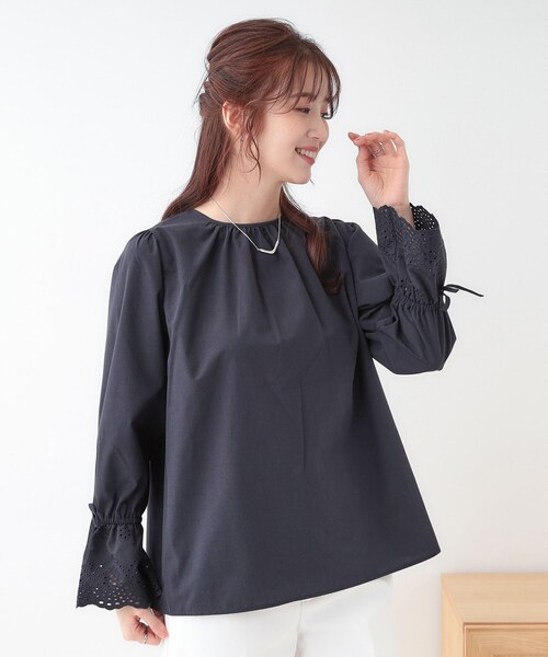 DRESKIP(ドレスキップ)の「【S-LL/前後2WAY/洗濯後しわになりにくい】お袖刺繍レースブラウス(シャツ/ブラウス・レディース・オフホワイト/ネイビー系2/ベージュ/ネイビー・01/02/03/04)」の18枚目の写真