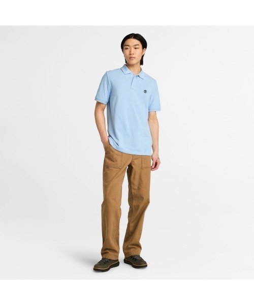 【Timberland】半袖 ロゴ ポロシャツ ブルー / 送料無料 セール】メンズ 半袖 ロゴ ポロシャツ（ポロシャツ