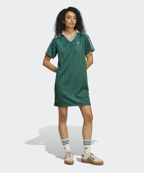 adidas（アディダス）の「アディカラー サッカー ジャカード Vネックワンピース / アディダスオリジナルス adidas Originals（ワンピース・レディース・ブラック/グリーン・MEDIUM/SMALL/LARGE/X-LARGE/XX-LARGE/X-SMALL）」の10枚目の写真