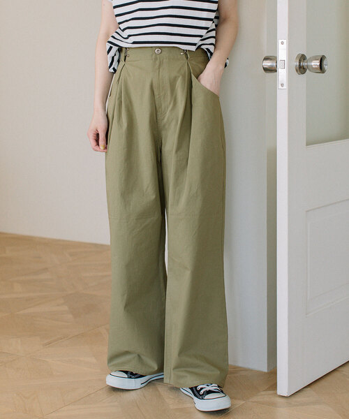 POU DOU DOU（プードゥドゥ）の「セミワイドタックワイドパンツ（その他パンツ・レディース・キナリ/ブラック/カーキ・M）」の3枚目の写真